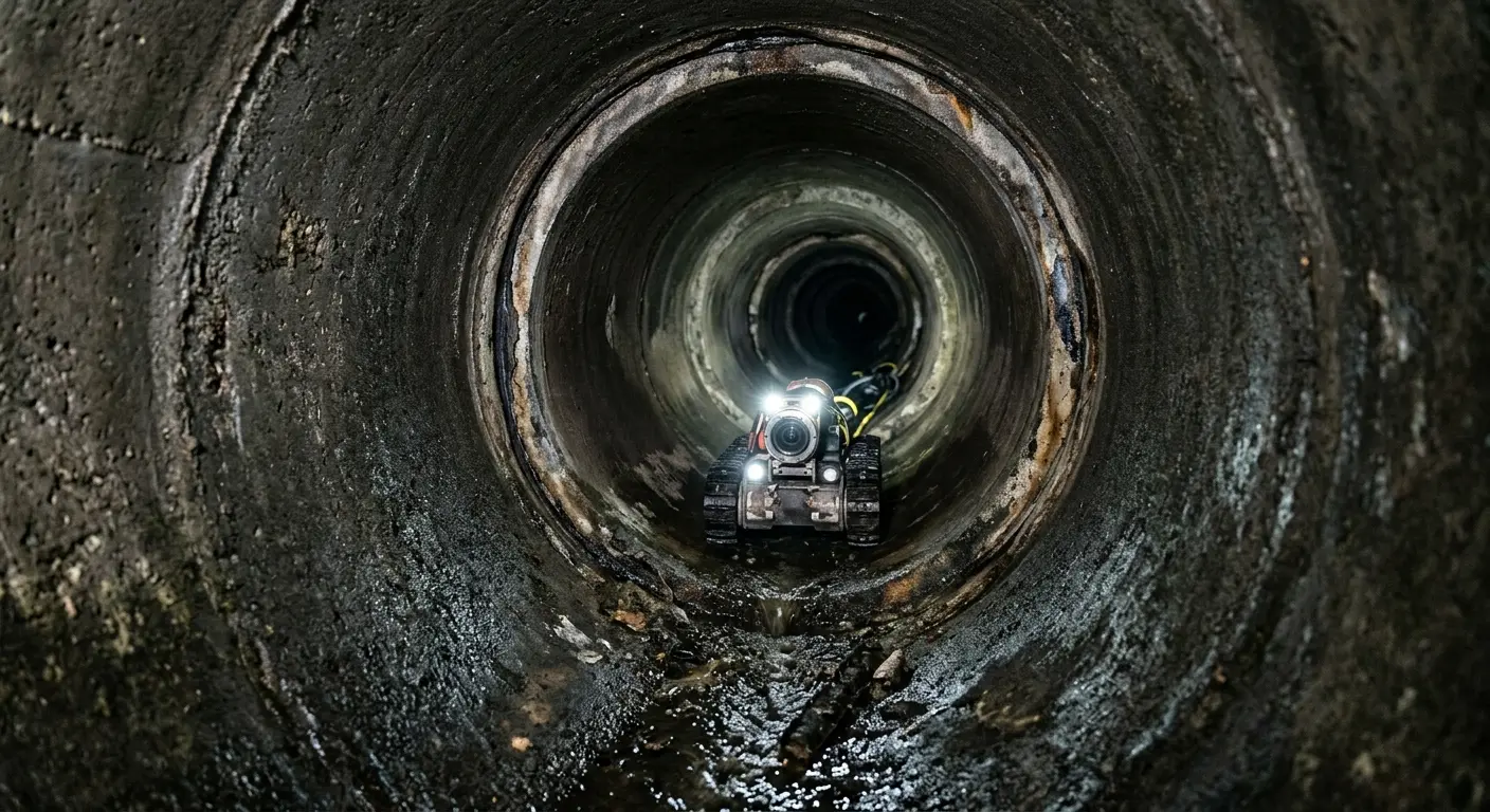 Robotic sewer camera inspecting pipe interior for Sewer Line Repair in Marble Falls